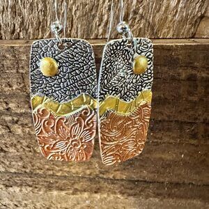 Handmade Bohemian Hippie Copper Dangle Earring, Retro Ethnic Style , Gift Box